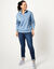 Sweat col montant zippé en molleton gratté (bleu jean)