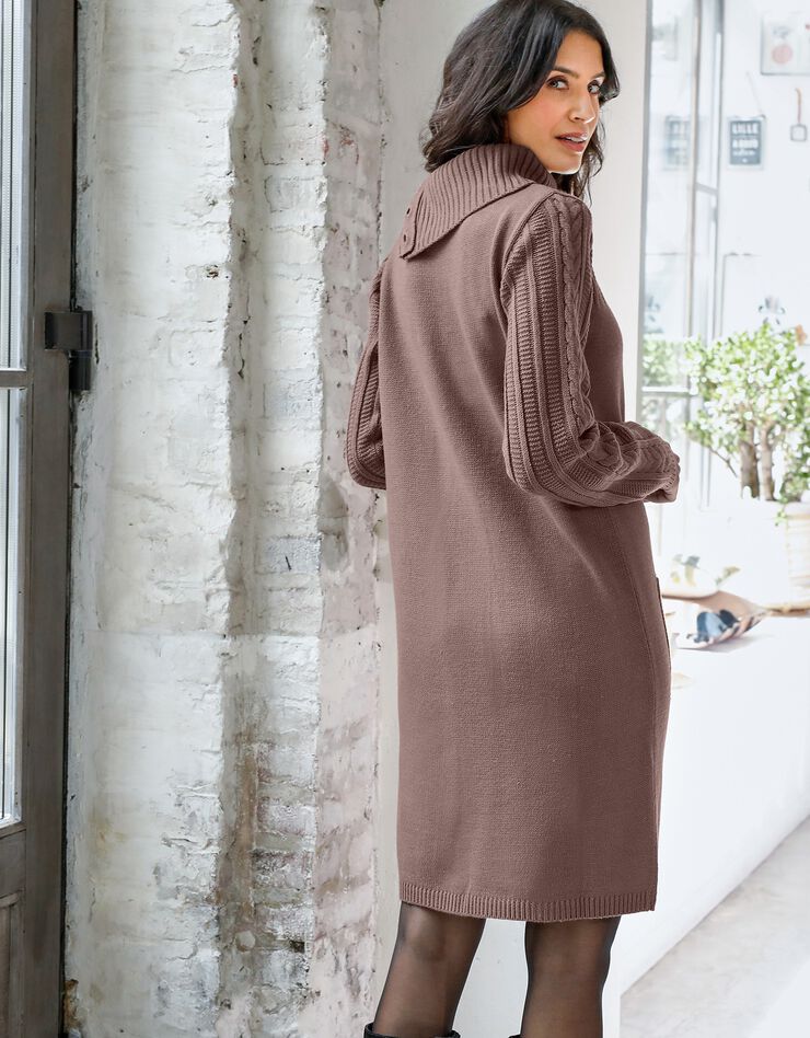 Robe pull maille torsadée (taupe) Robe pull maille torsadée (taupe)