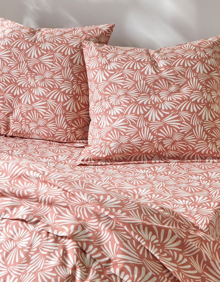 Linge de lit Vick en coton imprimé graphique (rose)