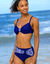 Bas de maillot de bain taille haute uni - effet drapé (marine)
