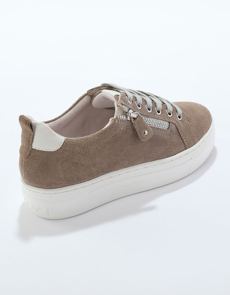 Baskets compensées cuir (taupe grisé)