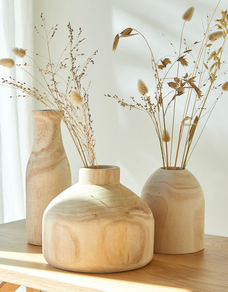 Vase en bois brut forme pot - hauteur 15 cm (bois)