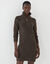 Robe pull col camionneur, maille c&ocirc;tel&eacute;e en laine m&eacute;lang&eacute;e (chocolat)