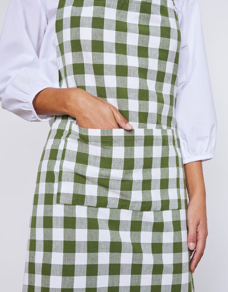 Tablier de cuisine à carreaux vichy forme bavette (vert)