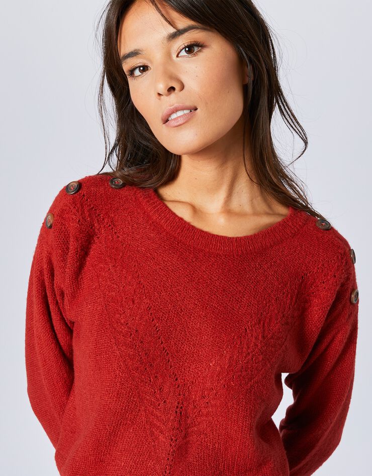 Robe-pull torsadée épaules boutonnées (brique) Robe-pull torsadée épaules boutonnées (brique)