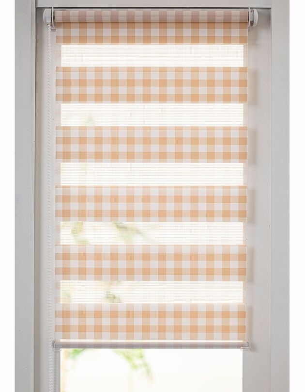 Store jour/nuit motif carreaux vichy (beige / blanc)