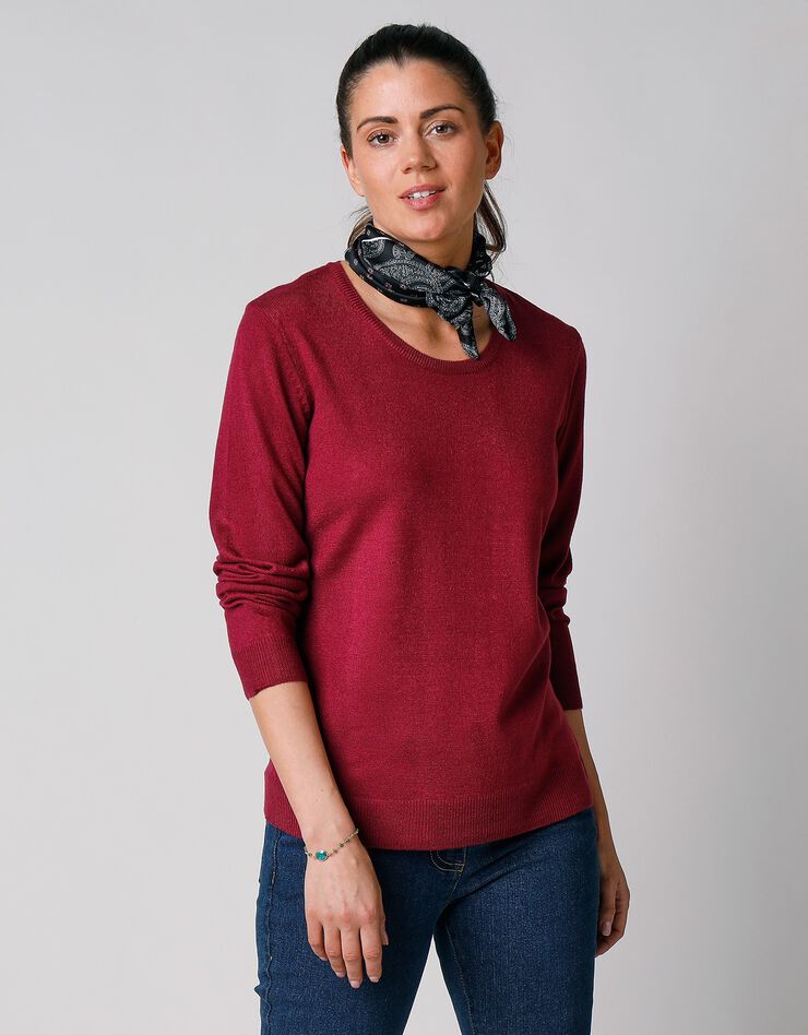 Pull col rond uni toucher cachemire (prune) Pull col rond uni toucher cachemire (prune)