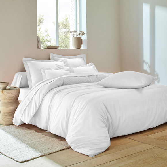 Linge de lit uni coton  (blanc)