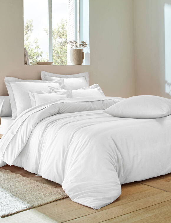 Linge de lit uni coton  (blanc)