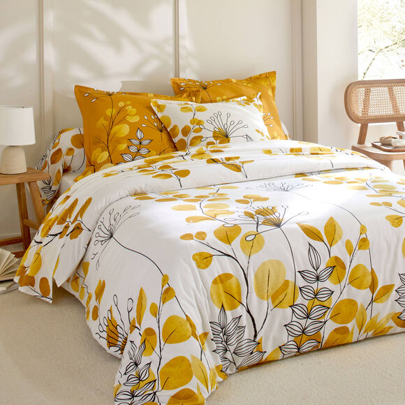 Linge de lit Danae en coton imprimé (miel)