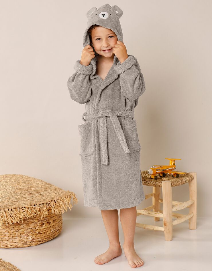 Peignoir de bain enfant ourson à capuche éponge coton - 380 g/m² (taupe) Peignoir de bain enfant ourson à capuche éponge coton - 380 g/m² (taupe)