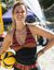 Haut de tankini imprimé Lastenia  avec lien à nouer  (noir)