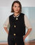 Gilet sans manches toucher doux, boutons dorés (noir)