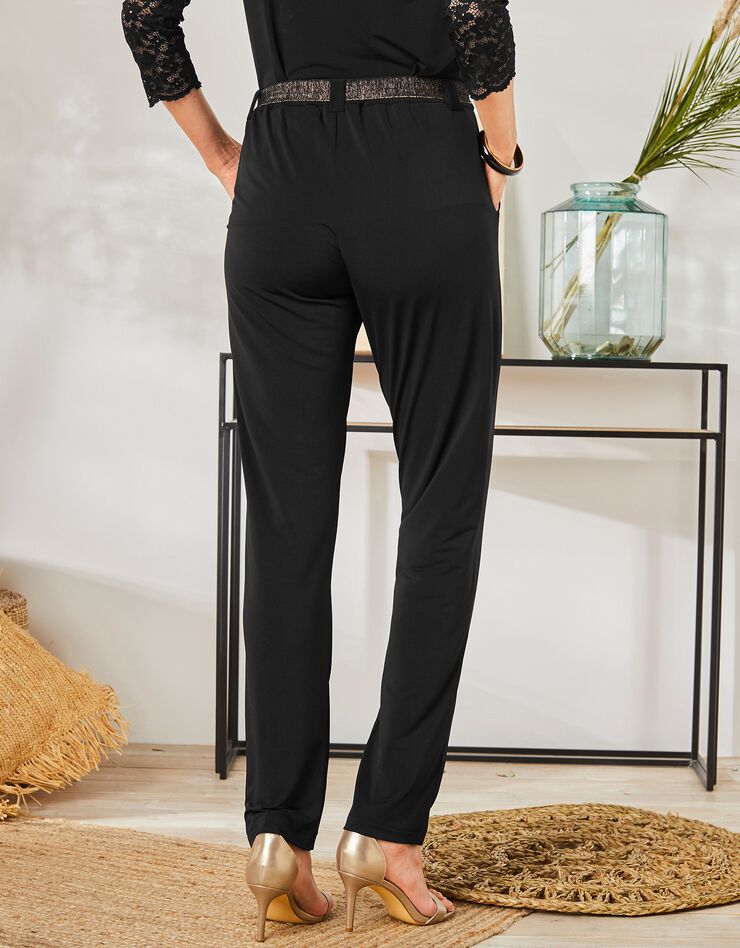 Pantalon coupe droite uni, maille (noir) Pantalon coupe droite uni, maille (noir)