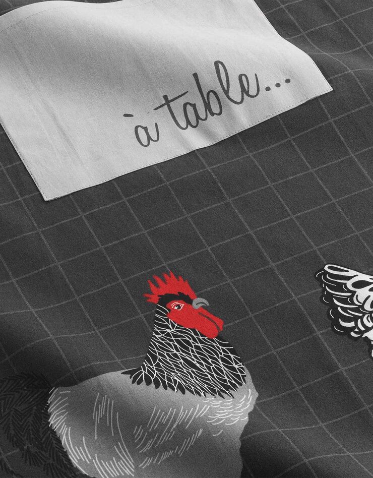 Tablier de cuisine imprimé poules (gris) Tablier de cuisine imprimé poules (gris)
