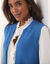 Gilet col rond sans manches, point mousse (bleu azur)