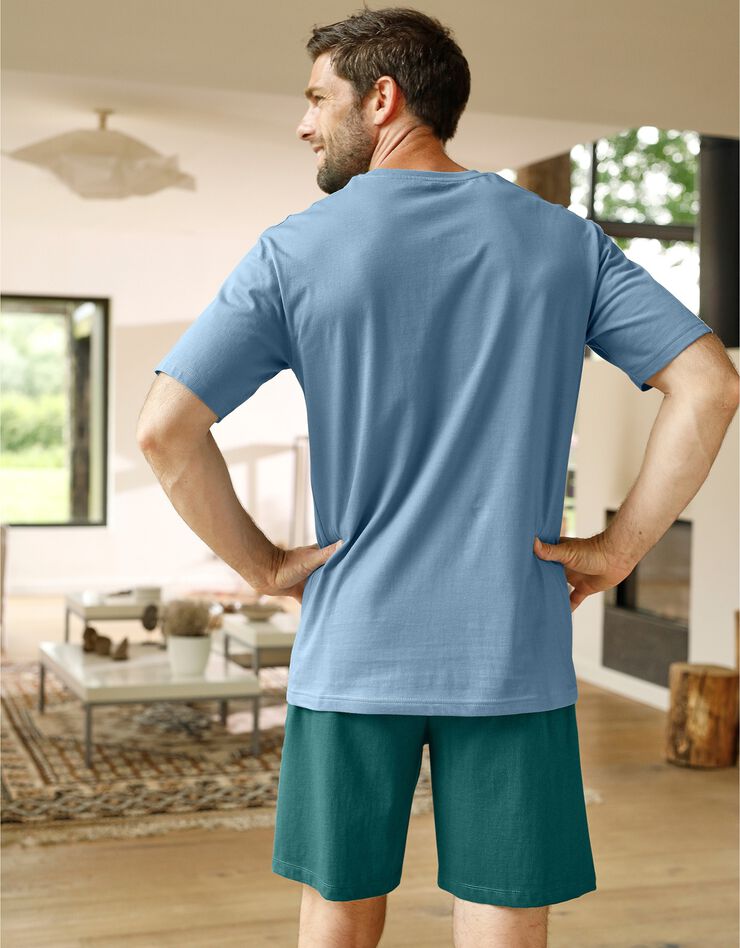Pyjama short manches courtes marmotte (bleu / vert) Pyjama short manches courtes marmotte (bleu / vert)