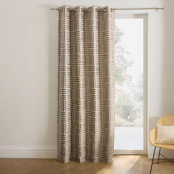 Rideau jacquard imprim&eacute; lignes (taupe)