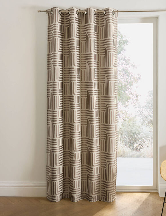 Rideau jacquard imprim&eacute; lignes (taupe)