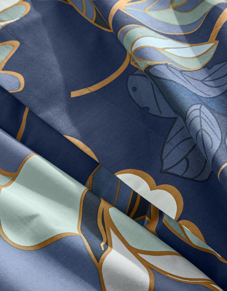 Linge de lit Louise imprimé floral – percale coton (bleu)