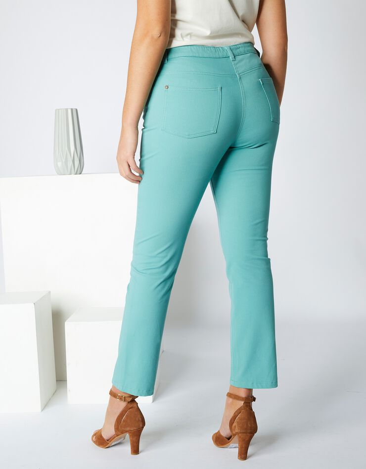 Pantalon droit raccourci taille réglable, bi-stretch (vert amande) Pantalon droit raccourci taille réglable, bi-stretch (vert amande)