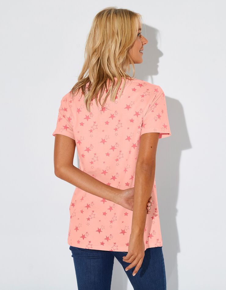 Tee-shirt imprimé étoiles (pêche) Tee-shirt imprimé étoiles (pêche)