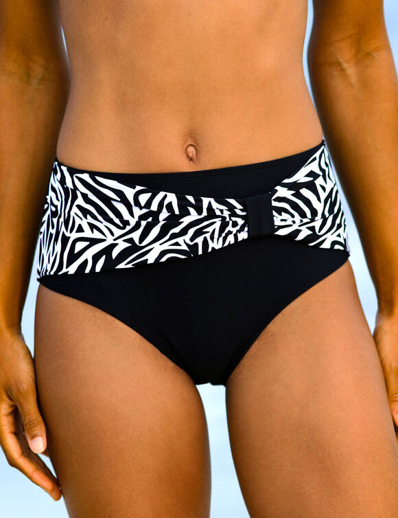 Bas de maillot de bain taille haute uni - effet drapé (noir)