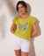 T-shirt imprimé placé "papillon" (vert anis)