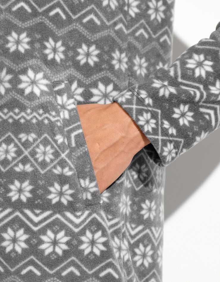 Veste polaire zippée manches longues imprimé jacquard (gris / blanc) Veste polaire zippée manches longues imprimé jacquard (gris / blanc)