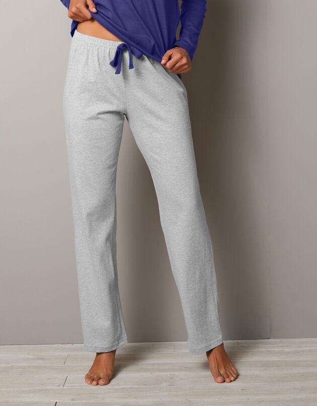 Pantalon de pyjama uni Estrella - coton (gris chiné)