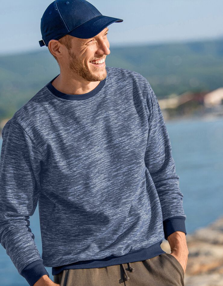 Sweat molleton effet chiné (marine chiné) Sweat molleton effet chiné (marine chiné)