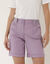 Bermuda toile extensible ceinture maille (parme)