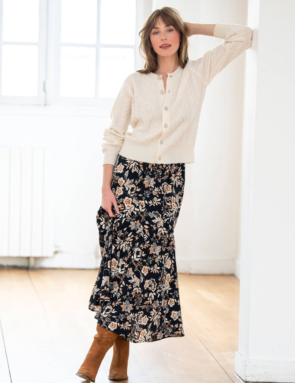 Jupe courte taille haute pour femmes, jupe imprimée plissée Bleu