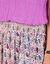 Jupe longue imprimée boutonnée, ceinture smockée (bleu / rose)