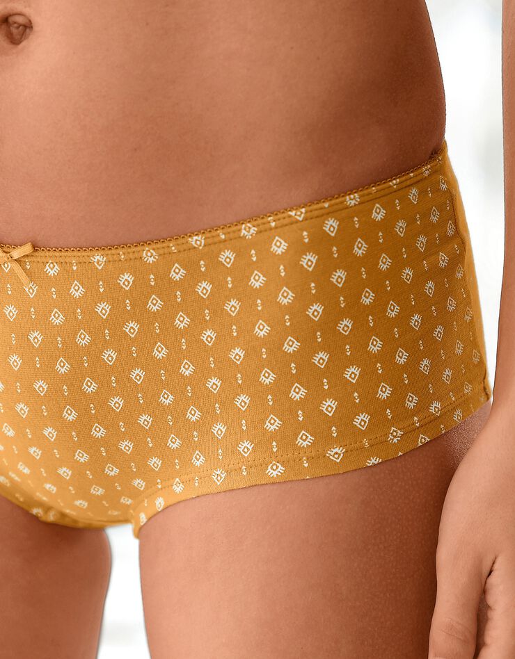 Shorty coton imprimé gamme "graphique" - lot de 4 (noir / miel) Shorty coton imprimé gamme "graphique" - lot de 4 (noir / miel)