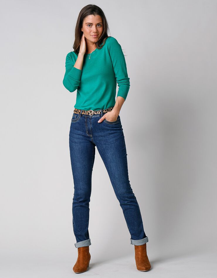 Pull col rond uni toucher cachemire (vert pomme) Pull col rond uni toucher cachemire (vert pomme)
