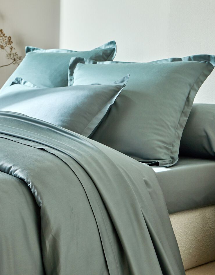 Linge de lit satin uni (vert grisé)