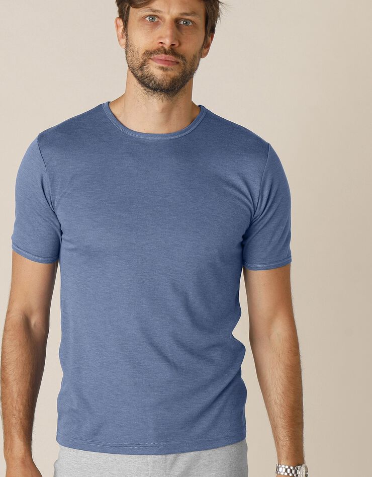 Tee-shirt sous-vêtement homme col rond manches courtes polyester - lot de 2 (jeans) Tee-shirt sous-vêtement homme col rond manches courtes polyester - lot de 2 (jeans)