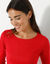 Pull col rond maille côtelée (rouge)