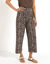 Pantalon large 7/8&egrave;me, taille &eacute;lastiqu&eacute;e, maille imprim&eacute;e (chocolat / &eacute;cru)