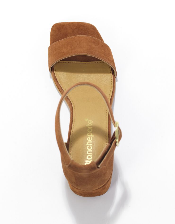 Sandales en croûte de cuir à bride et à talon (taupe) Sandales en croûte de cuir à bride et à talon (taupe)