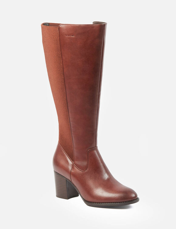 Bottes Marta larges mollets 2XL, &agrave; talon et &eacute;lastiqu&eacute;es dos (marron)
