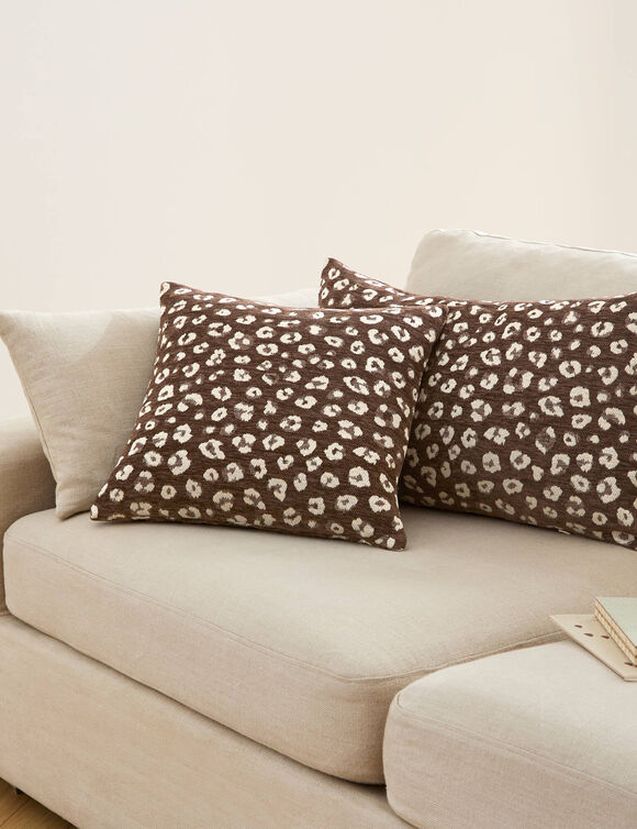 Housse de coussin jacquard l&eacute;opard - lot de 2 (chocolat)