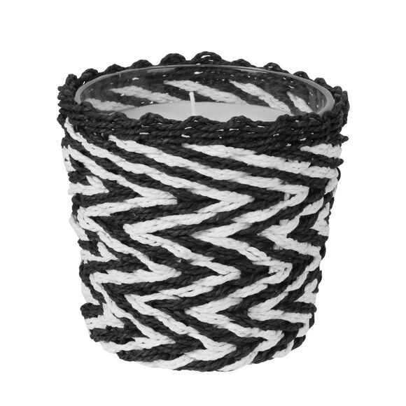 Bougie parfumée et panier tressé (noir / blanc)