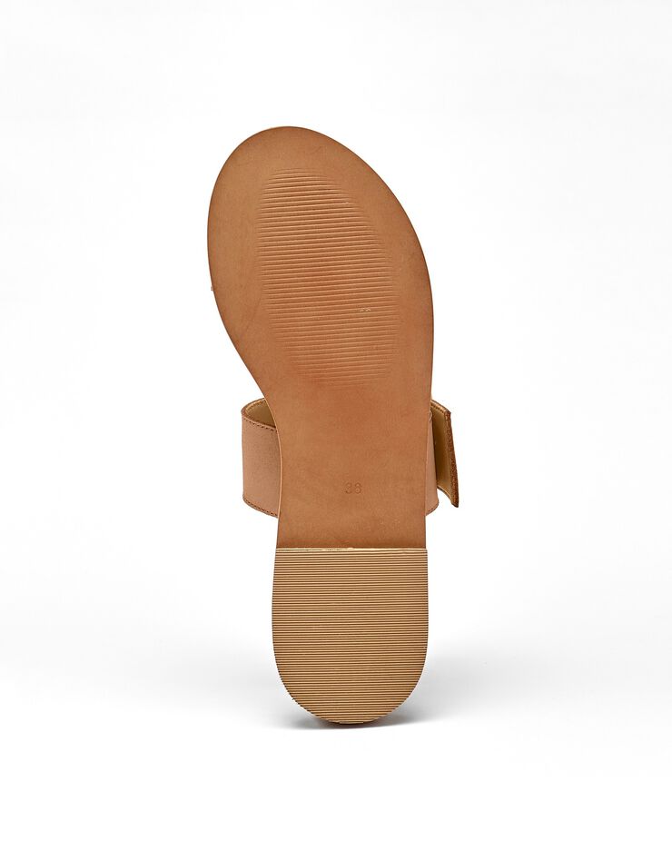 Mules plates éco-conçues en cuir naturel à boucle (caramel) Mules plates éco-conçues en cuir naturel à boucle (caramel)