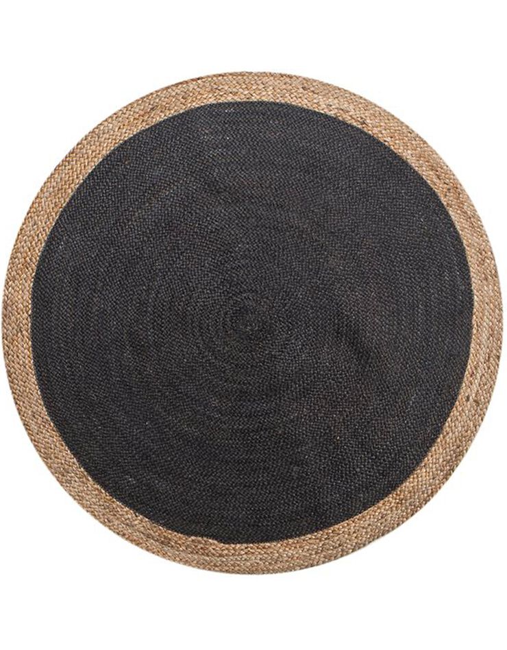 Tapis rond jute bicolore noir et naturel (jute/noir)