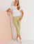 Pantacourt toile taille élastiquée (vert tilleul)
