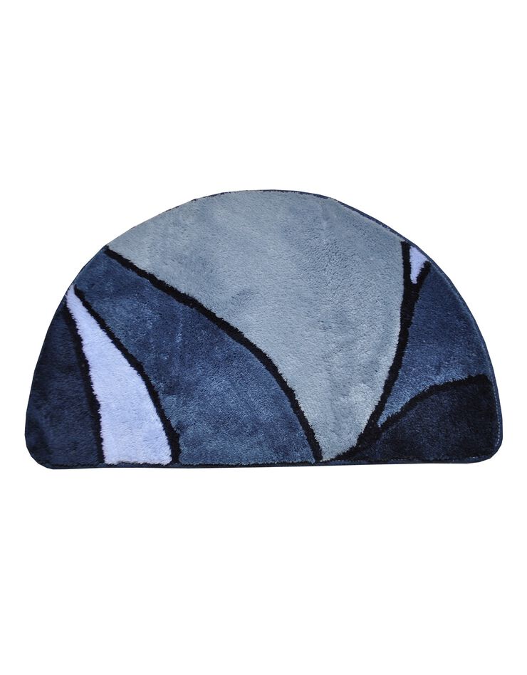 Tapis de bain demi-lune motif minéral (bleu)