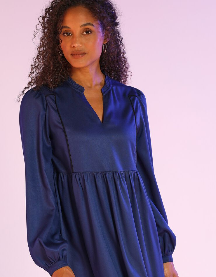 Robe courte smockée (indigo)
