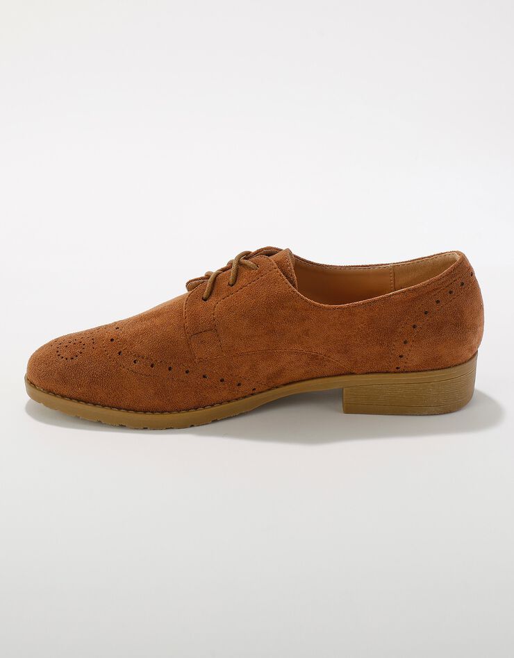 Derbies à lacets en suédine, bout perforé (beige)